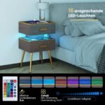 Naktinis staliukas su integruota įkrovimo stotele ir LED apšvietimu (Pilka)