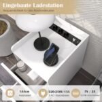 Naktinis staliukas su įkrovimo stotele ir USB jungtimis (Balta)
