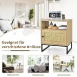 Stalinis staliukas su lentyna ir metaliniu pagrindu (Natūrali)