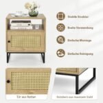 Stalinis staliukas su lentyna ir metaliniu pagrindu (Natūrali)