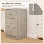 Naktinė spintelė su trimis stalčiais 37 x 34 x 66 5 cm (Pilka)