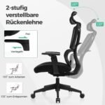 Ergonomiška biuro kėdė su N formos juosmens atrama (Juoda)