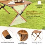 Sulankstomas aliuminio kempingo staliukas medžio imitacijos paviršius (Natūrali)