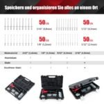 Rankinis kniedijimo įrankių rinkinys su 200 kniedžių ir lagaminu (Juoda)