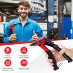 Rankinis kniedijimo įrankių rinkinys su 200 kniedžių ir lagaminu (Juoda)