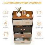 Erdvi penkių stalčių komoda su plieno rėmu (Ruda)