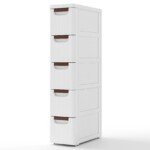 Siauras sandėliukas su ratukais (Balta)