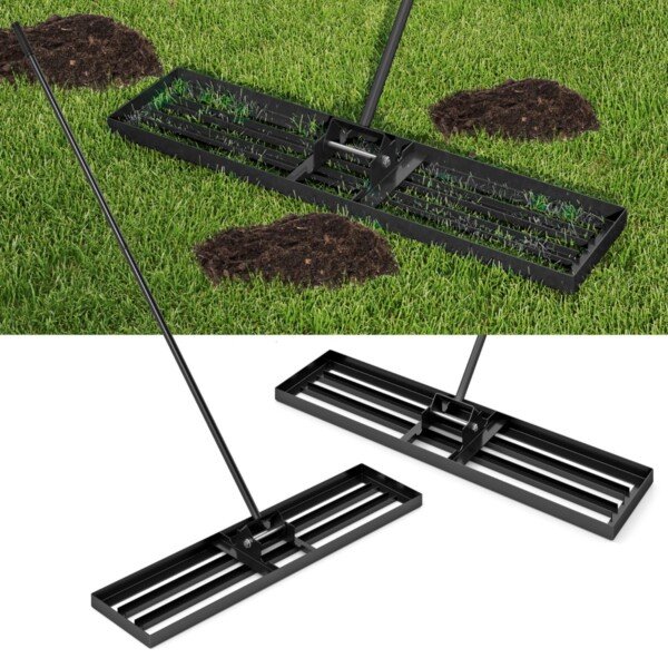 Profesionalus sodo niveliuojamasis grėblys su ergonomiška rankena (Juoda)