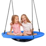 Sodo sūpynės skersmuo 100cm su reguliuojamomis virvėmis (Mėlyna)