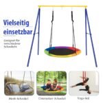 Tvirtas metalinis A formos sūpynių stovas (Mėlyna ir geltona)