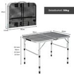 Sulankstomas lauko stalas su grotelėmis ir aliuminio rėmu (Sidabrinė)