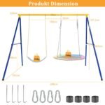 Dvigubas sūpynių stovas su dviem sūpynėm iki 300 kg apkrova (Spalvotas)