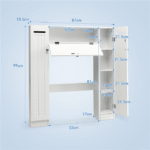 Vonios kambario spintelė virš tualeto su reguliuojamomis lentynomis (Balta)