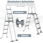 Antžeminio baseino kopėčios su nuimamu pakopų tvirtinimu (Sidabrinė)