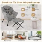 Erdvus fotelis su pakoja ir šonine kišene (Pilka)