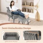 Ergonomiškas fotelio ir pufiko komplektas su atrama kojoms (Pilka)