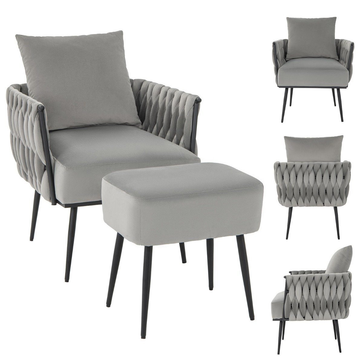 ohrensessel-sessel-hv10502gr_9_ Ergonomiškas fotelio ir pufiko komplektas su atrama kojoms (Pilka)