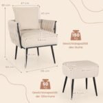 Ergonomiškas fotelio ir pufų komplektas su paminkštinimu (Balta)