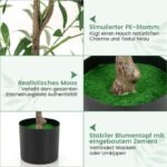 Dirbtinis alyvmedis 130 cm su cementiniu vazonu (Žalia)