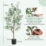 Dirbtinis alyvmedis 130 cm su cementiniu vazonu (Žalia)