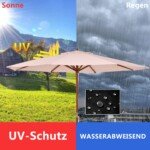 Aštuonkampis 300 cm sodo skėtis nuo saulės su mediniu stiebu (Smėlio)