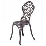 Antikvarinio stiliaus lieto aliuminio bistro komplektas su gėlių ornamentais (Bronzinė)