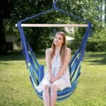 Pakabinama kėdė su dviem pagalvėlėmis iki 120 kg (Mėlyna ir žalia)