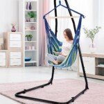 Pakabinama kėdė su dviem pagalvėlėmis iki 120 kg (Mėlyna ir žalia)