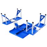 Sulankstomas stalo ir kėdžių komplektas su skėčio anga (Mėlyna ir balta)