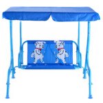 Vaikiškos dvivietės sodo sūpuoklės su apsauginiu stogeliu (Mėlyna)