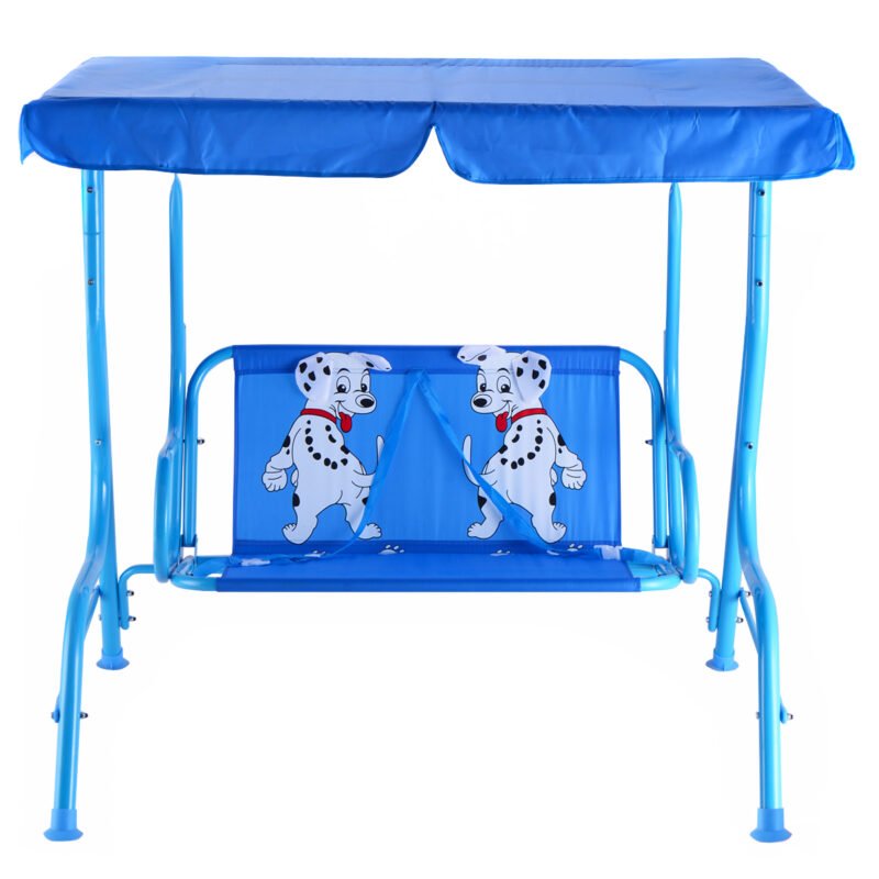 Vaikiškos dvivietės sodo sūpuoklės su apsauginiu stogeliu (Mėlyna)