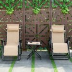 Sulankstomas lauko baldų komplektas: terasos kėdės ir staliukas (Smėlio)