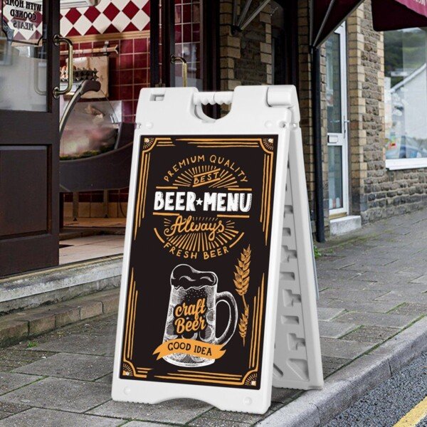 Vandeniu užpildoma dvipusė reklaminė lenta (Pilka)