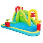 Pripučiamas žaidimų baseinas su čiuožykla ir vandens patrankomis (Spalvotas)