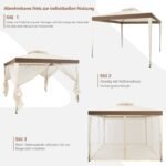 Sodo pavėsinė 3x3m su tinkleliu nuo vabzdžių (Smėlio)