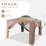 Stalinis 3x3m sodo pavėsinis su tinkleliu nuo vabzdžių (Ruda)