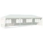 Tinklinis stogelis 9x3 m su 5 nuimamomis sienelėmis (Balta)