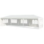 Tinklinis stogelis 9x3 m su 5 nuimamomis sienelėmis (Balta)