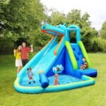 Pripučiama vandens čiuožykla su baseinu ir kopimo siena (Mėlyna)