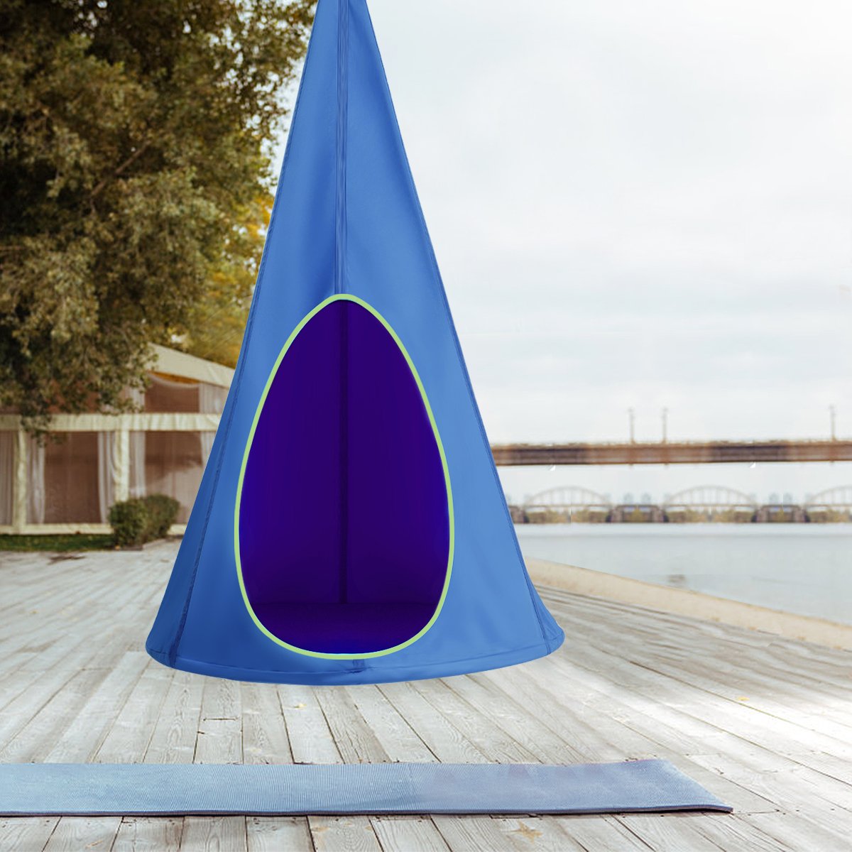 op70142bl-7_1 Vaikiška hamako kėdė lizdas (Mėlyna)