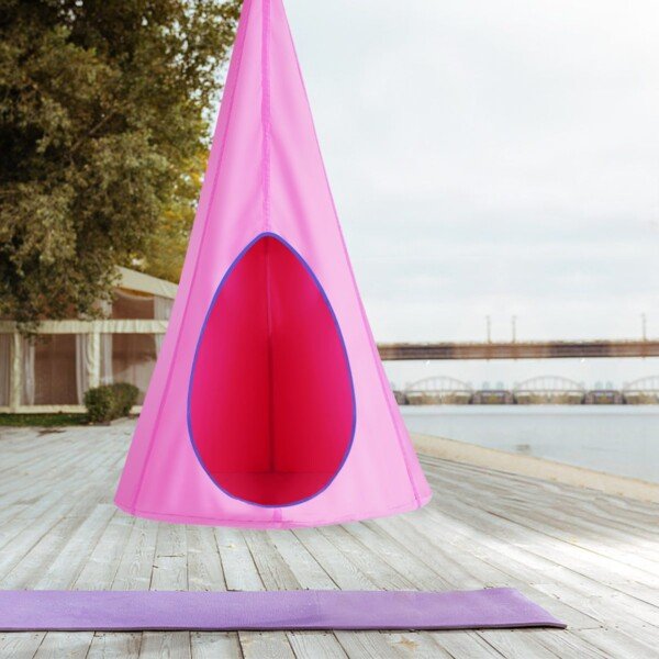 Vaikiška sūpuoklinė kėdė tvirta konstrukcija (Rožinė)