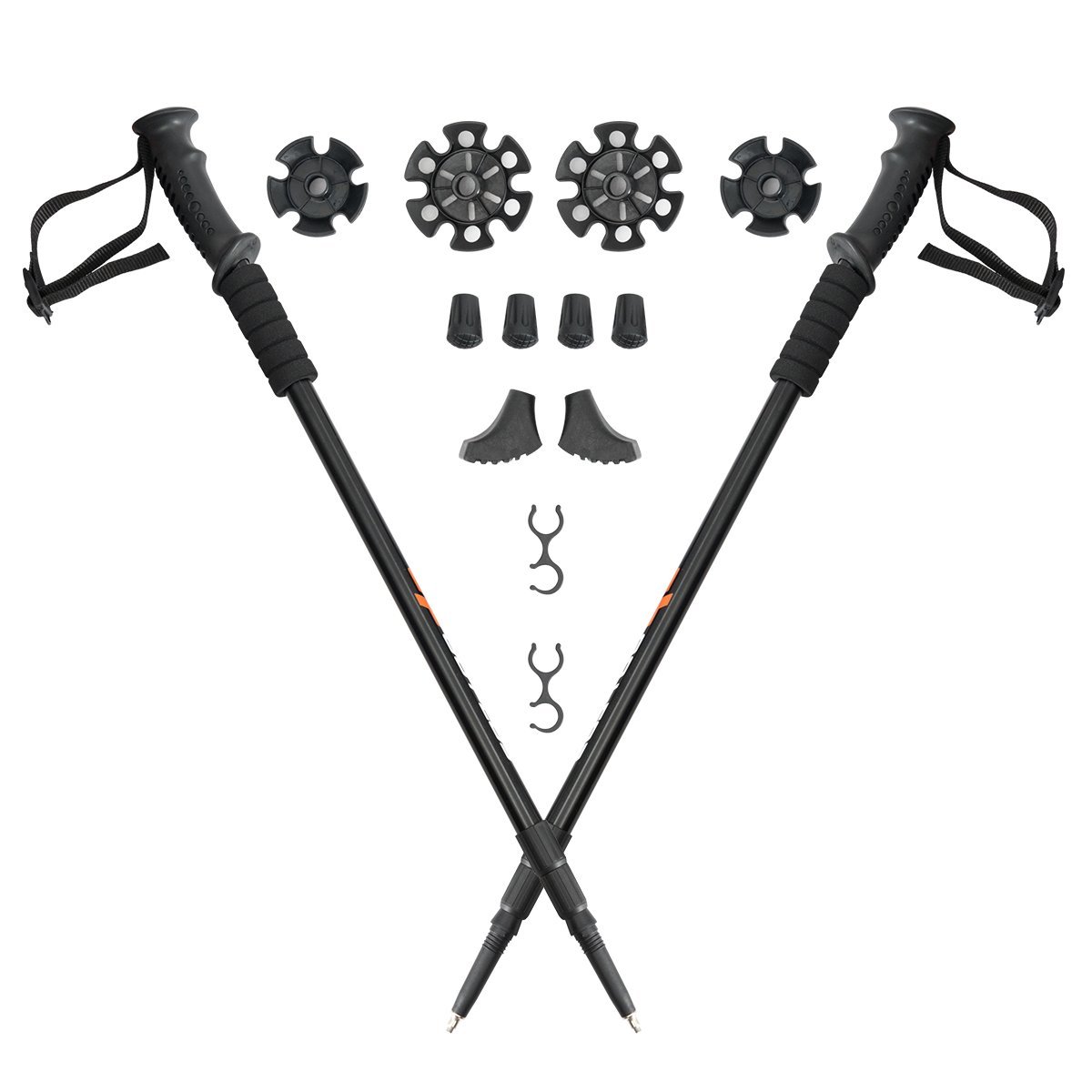 op70248-2-12002 Teleskopinės žygio lazdelės (Juoda)