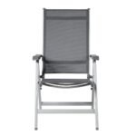 Sulankstoma kėdė su reguliuojamu atlošu ir aliuminio rėmu (Juoda)