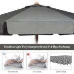 3 metrų skėtis nuo saulės su reguliuojamu kampu ir UV apsauga (Pilka)