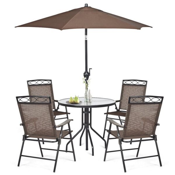 Sulankstomų lauko kėdžių komplektas (4 vnt.) (Ruda)