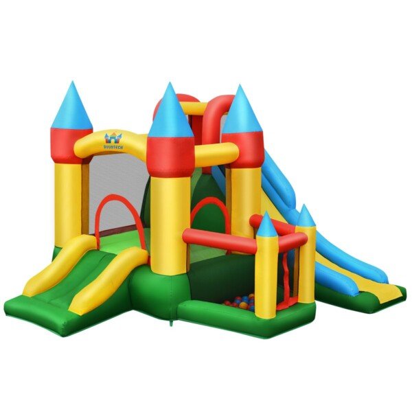 Pripučiama pilis su 2 čiuožyklomis ir 780W pūstuvu 330x300x210 cm (Spalvota)