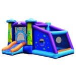 Pripučiama žaidimų pilis su čiuožykla ir šokinėjimo zona (Mėlyna)