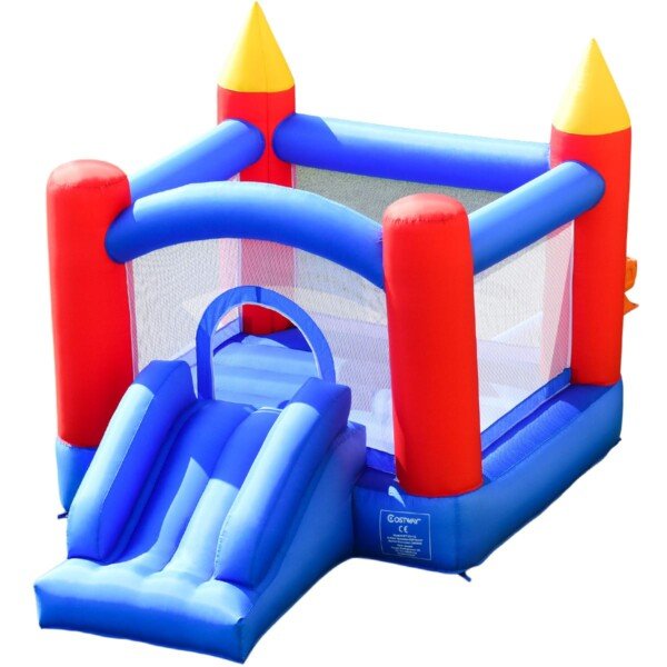 Pripučiama pilis su čiuožykla ir kamuoliukų baseinu (Mėlyna)