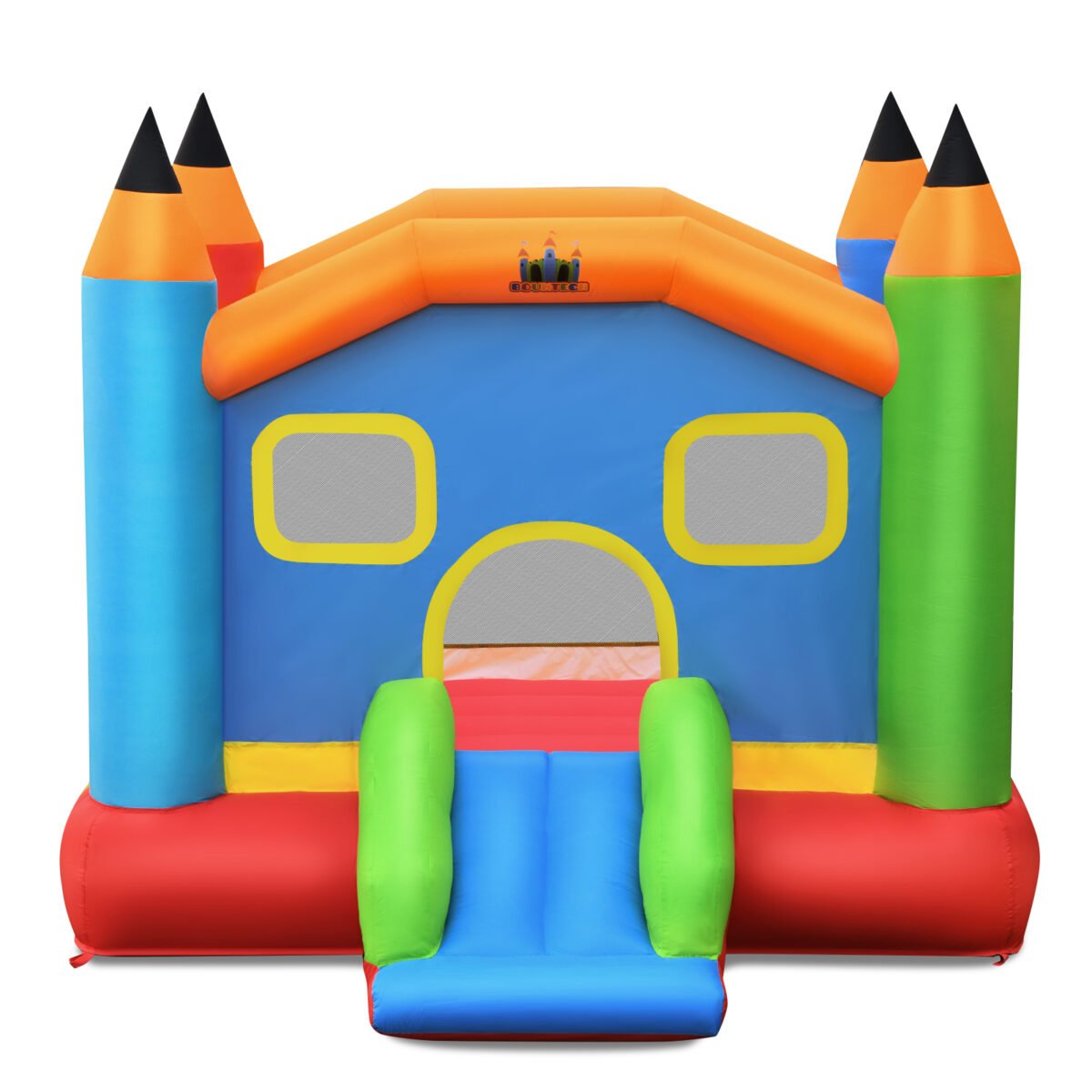 Pripučiama pilis su čiuožykla ir apsauginiu tinklu (Įvairiaspalvė)