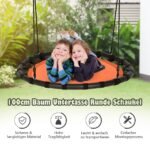 Apvali sodo ir namų sūpynė skersmuo 100 cm (Oranžinė)